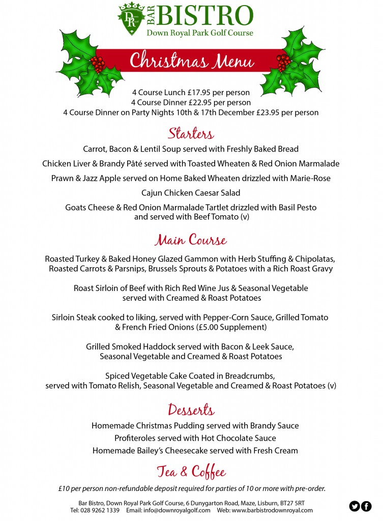 Christmas Parties Menu 2016